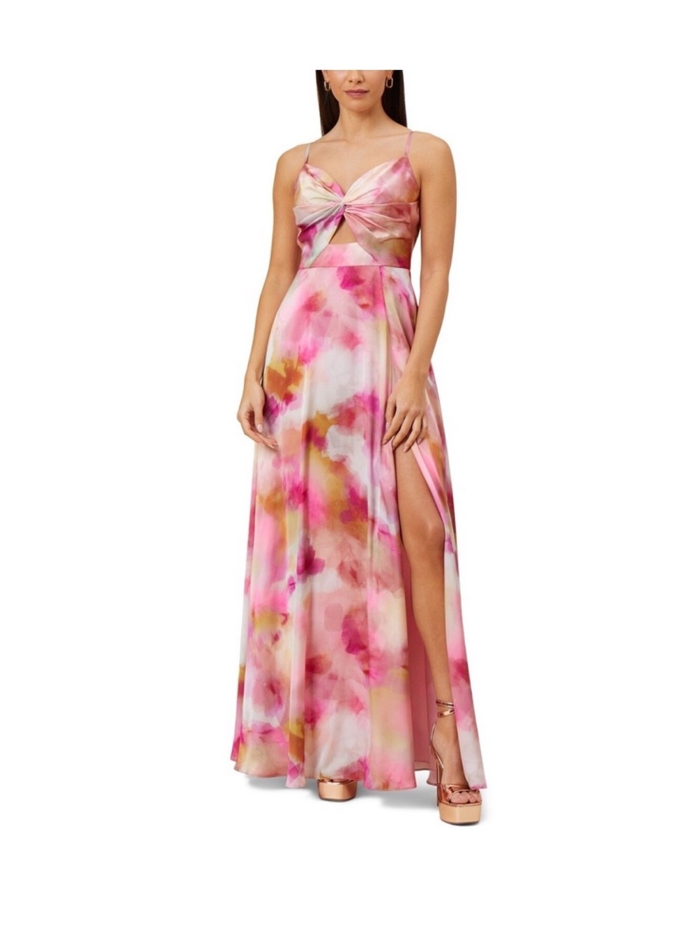 Aidan by Aidan Mattox
Printed Long Twist-Front Dress